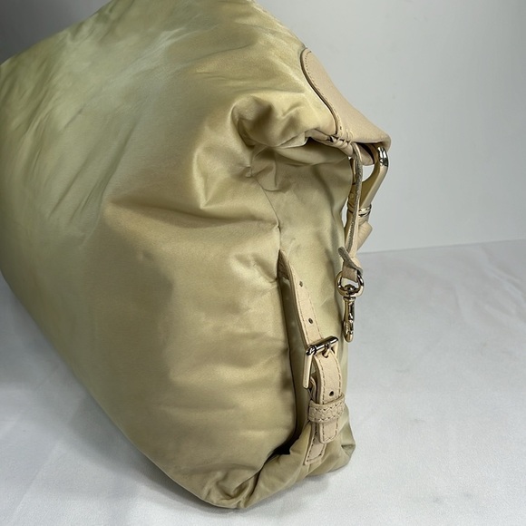 Dooney & Bourke Tan/Cream Hobo Satchel Bag, Nylon & Leather - Picture 7 of 16